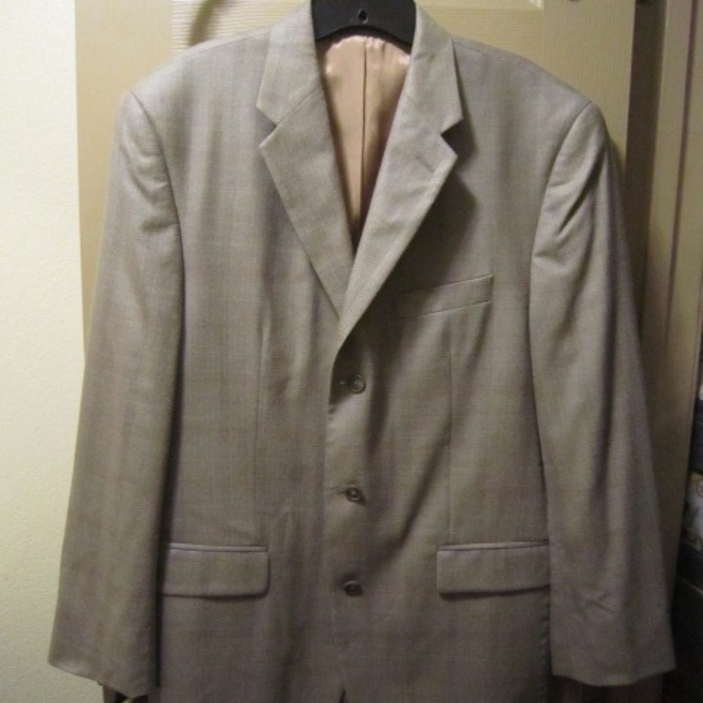 CALVIN KLEIN TAN SILK & WOOL SUIT JACKET 40R